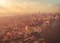 Preview: Fototapete MANHATTAN 254x184 Panorama New York Helikopter, Hudson River City NYC