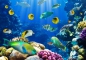Preview: Vlies Fototapete 33 - Underwater World Tiere Tapete Aquarium Unterwasser Meereswelt Meer Fische Riff Korallenriff blau