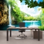 Preview: Vlies Fototapete 35 - Waterfall in Paradise Berge Tapete Wasserfall Lagune Paradies Berge See Wald B