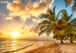 Preview: Vlies Fototapete 42 - Dream Beach Strand Tapete Strand Meer Sonnenaufgang Beach Wasser Blau Himmel Sonne Sommer orange
