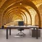 Preview: Vlies Fototapete 66 - Arched Stone Colonnades Architektur Tapete 3D Perspektive Gewölbe