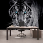 Preview: Vlies Fototapete 426 - Tiere Tapete Tiger Gesicht Auge blau schwarz-weiß blau
