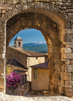 Fototapete FRANCE, 184x254cm, französisches Dorf im Frühjahr