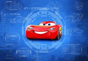 Fototapete CARS 3 BLUEPRINT, 368x254cm, Lightning McQueen Bauplan, 195 mph