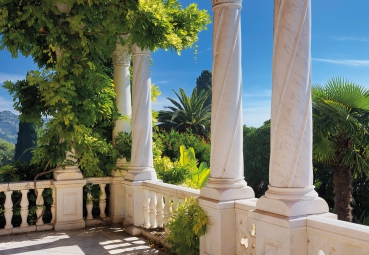 Fototapete VILLA LIGURIA, 368x254cm, traumhafter Ausblick von Terrasse in Italien