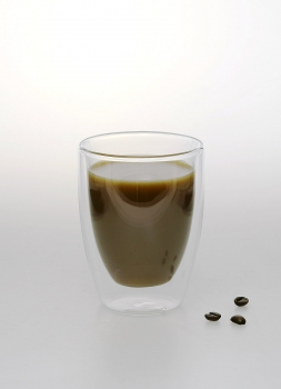 2er Set Design-Thermogläser, 150ml, bauchig, Kaffee oder Tee, doppelwandiges Borosilikatglas