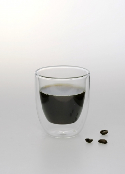 2er Set Design-Thermogläser, 75ml, bauchig, Espresso, doppelwandiges Borosilikatglas