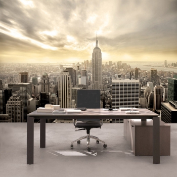 Vlies Fototapete 37 - Manhattan Skyline View USA Tapete New York USA Skyline Sepia Empire State Building braun