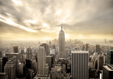 Vlies Fototapete 37 - Manhattan Skyline View USA Tapete New York USA Skyline Sephia Empire State Building braun