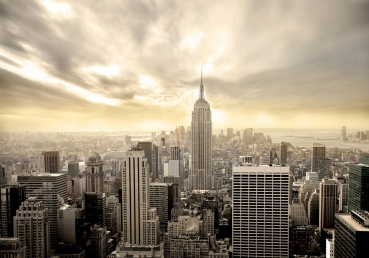 Vlies Fototapete 37 - Manhattan Skyline View USA Tapete New York USA Skyline Sepia Empire State Building braun