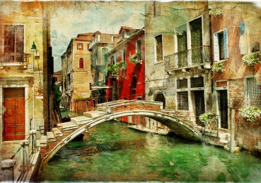 Vlies Fototapete 55 - Great Venice Italien Tapete Venedig Kanal Italien bunt bunt