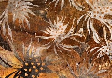 Vlies Fototapete 57 - Grunge Floral Ornaments Kunst Tapete abstrakt 3D Wand braun Blumen alt deko braun