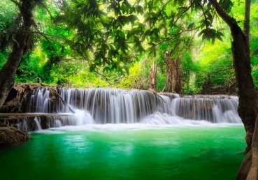 Vlies Fototapete 67 - Deep Forest Waterfalls Natur Tapete Wasserfall B