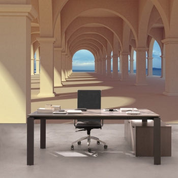 Vlies Fototapete 69 - Romantic Arcade Architektur Tapete Romantic 3D Perspektive S