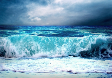 Vlies Fototapete 100 - Blue Seascape Meer Tapete Ozean Meer Wasser See Welle Sturm Blau T