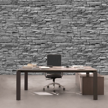 Vlies Fototapete 138 - Asian Stone Wall 2 - anreihbar Steinwand Tapete Steinoptik Stein Steine Wand Wall anthrazit