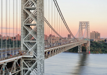 Vlies Fototapete 187 - New York Tapete Skyline Brücke Bridge Sonnenuntergang beige