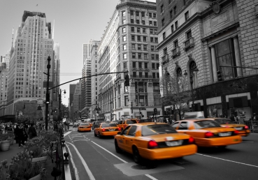 Vlies Fototapete 194 - Manhattan Tapete Manhattan Skyline Taxis City Stadt braun
