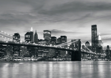 Vlies Fototapete 269 - New York Tapete Bridge Lightning schwarz - weiß