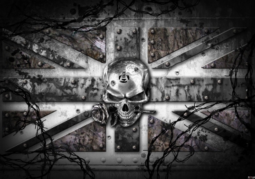 Vlies Fototapete 720 - Illustrationen Tapete Alchemy Wrought Iron Kingdom Totenkopf Rose England grau