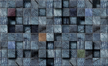 Vlies Fototapete 1270 - Holz Tapete Kacheln Würfel 3D Muster blau