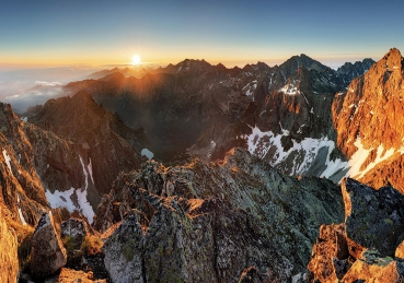 Vlies Fototapete 3351 - Berge Tapete Abendhimmel, Gebirge, Hochalpen, Sonnenaufgang natural