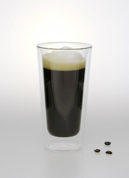 2er Set Design-Thermogläser, 350ml, gradlinig, Kaffee oder Tee, doppelwandiges Borosilikatglas