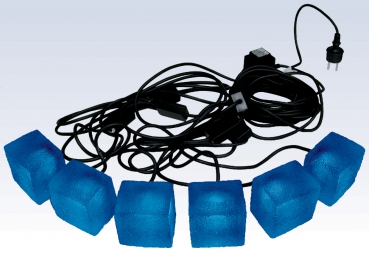 PAVILUX 6er Pack LED-Leuchtsteine, blau leuchtend, mit Netzteil