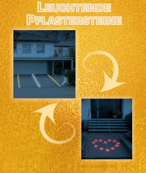 PAVILUX 6er Pack LED-Leuchtsteine, gelb leuchtend, mit Netzteil
