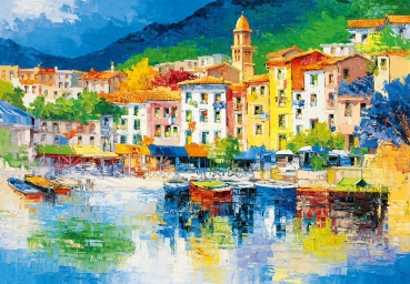 Fototapete RIVIERA LIGURE 366x254 Kunst Malerei bunt Italien GemÃ¤lde Ligurien
