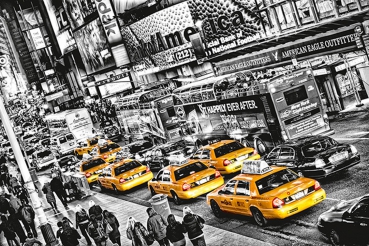 Fototapete CABS QUEUE 366x254cm yellow Taxi New York gelb Times Square Manhattan