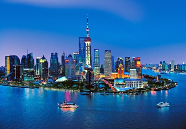 Fototapete SHANGHAI SKYLINE 366x254 abendlicher Blick auf Pudong, China, Asien