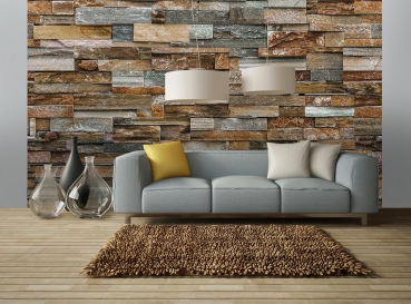 Fototapete COLORFUL STONE WALL 366x254 Steinwand Sandstein Steine Mauer Natur