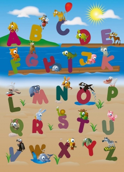 Fototapete ANIMAL ALPHABET 183x254 Kindertapete mit lustigen Tieren Kinderzimmer