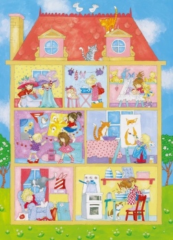 Fototapete GIRLS WORLD, 183x254cm Mädchen Kindertapete Spiel Haus Katzen