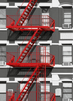 Fototapete FEUERLEITER 183x254 Fire Escape New York USA rote Treppe Hochhaus NYC