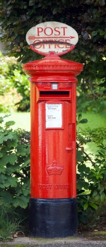 Fototapete RED POSTBOX 86x200cm roter englischer Postkasten Briefkasten britisch