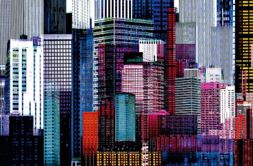 Fototapete COLOURFUL SKYSCRAPERS 175x115 Giant Art Poster Grafik bunter Hochhäuser