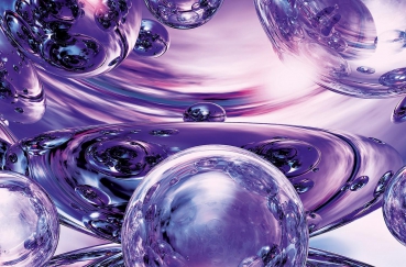 Fototapete PARADIGM SHIFT 175x115 lila Digital Art Kugeln Blasen purple violett Fotokunst