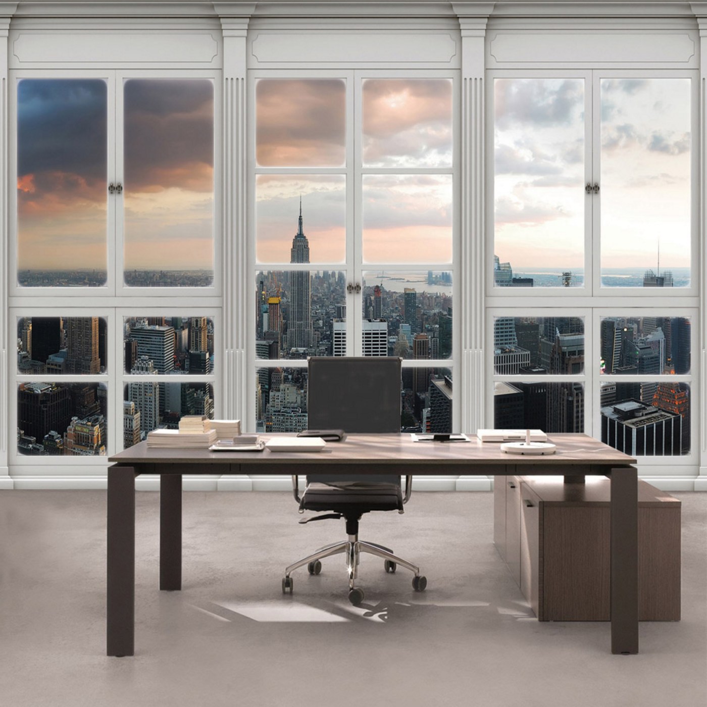 Vlies Fototapete 3412 New York Tapete Skyline Fenster Empire State Building Hudson River Natural