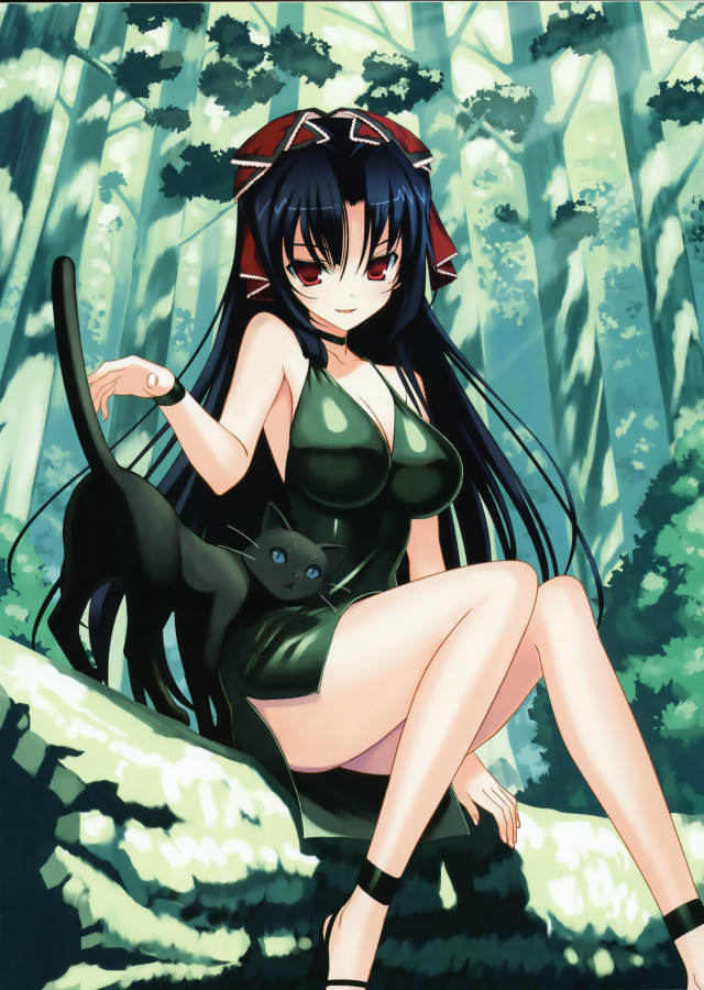 green girl with cat