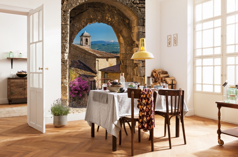 Fototapete FRANCE, 184x254cm, französisches Dorf im Frühjahr