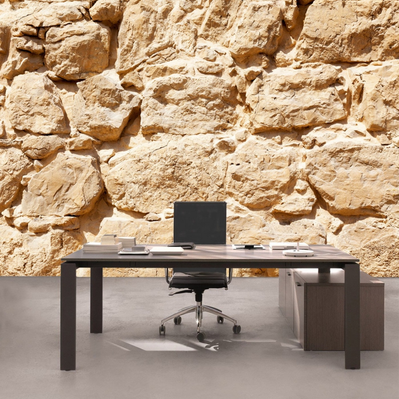 Vlies Fototapete 25 - Rock Stone Wall Steinwand Tapete Steinwand Steinoptik Stein Steine Wand Wall beige