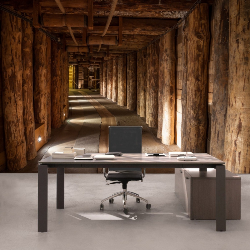 Vlies Fototapete 27 - Salt Mine Berge Tapete Salzbergwerk braun Holz Bergwerk Stollen Untertage rustikal Balken 3D Tunnel braun