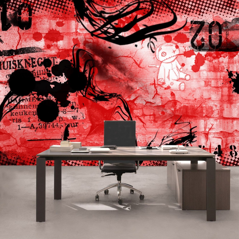 Vlies Fototapete 36 - Red Graffiti Wall Kindertapete Tapete Kinderzimmer Kindertapete Teen Jugendzimmer rot
