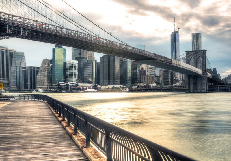 Vlies Fototapete 43 - New York Brooklyn Bridge Skyline USA Tapete New York USA Skyline Sepia Brooklyn Bridge NYC beige