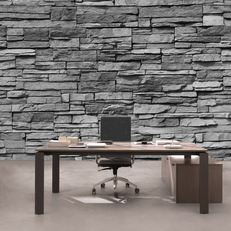 Vlies Fototapete 126 - Asian Stone Wall - anthrazit - anreihbar Steinwand Tapete Steinoptik Stein Steine Wand Wall grau