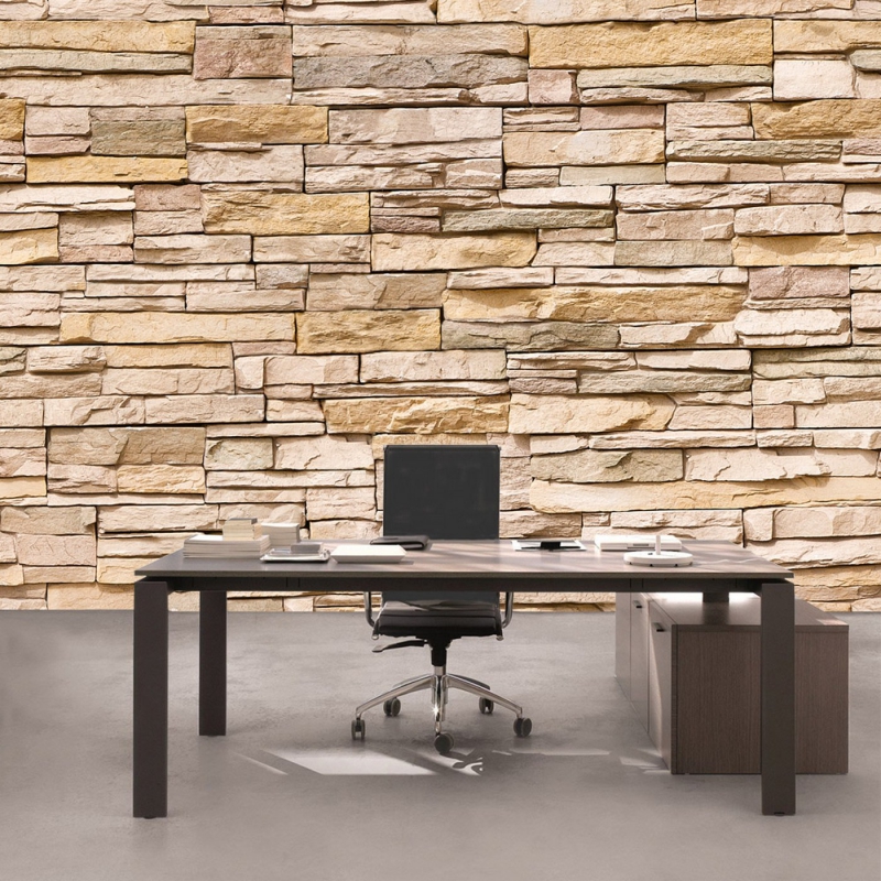 Vlies Fototapete 130 - Asian Stone Wall - natural - anreihbar Steinwand Tapete Steinoptik Stein Wand Wall beige