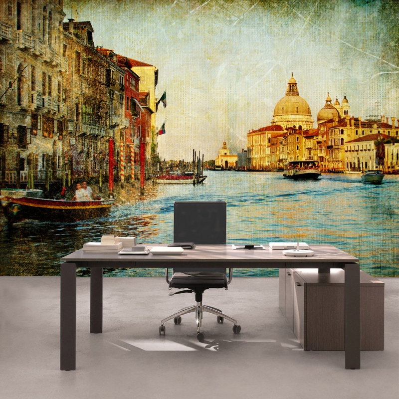 Vlies Fototapete 228 - Venedig Tapete Venedig Kanal Italien Stadt Wasser beige