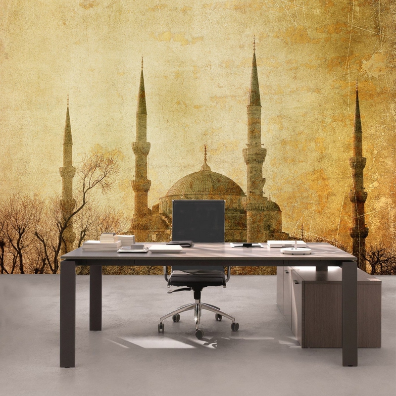 Vlies Fototapete 267 - Türkei Tapete Istanbul Moschee Abstrakt Beige ocker